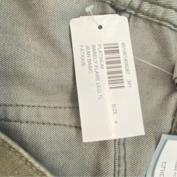 Chico's Platinum Ultimate Fit Denim Jeans Barely Flare Olive Green Size 20 - Picture 10 of 11